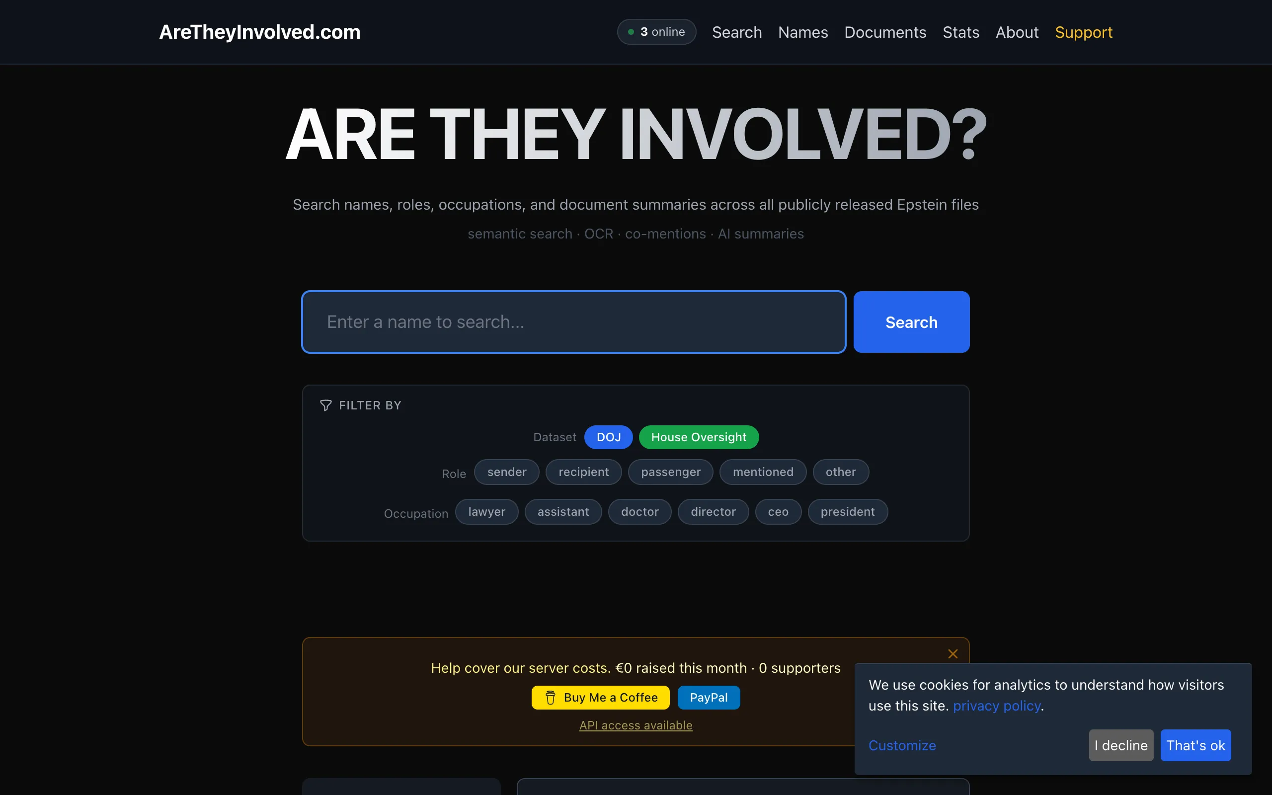 aretheyinvolved.com screenshot